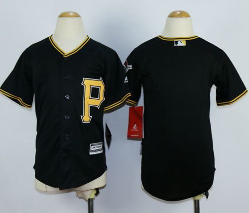 Pirates Blank Black Cool Base Stitched Youth MLB Jersey - Click Image to Close